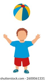 Child playing with a colorful beach ball in a bright summer setting enjoying outdoor fun and relaxation