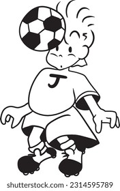 child playing football cartoon doodle kawaii anime coloring page cute illustration drawing character chibi manga comic