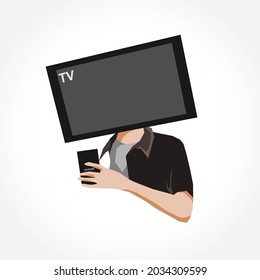 child playing with game console vector illustration