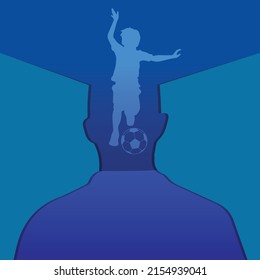 child playing in the head of a man vector illustration. Concept about human's busyness on their lifestyle.