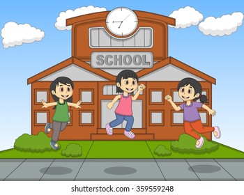 Child Playing Jump School Cartoon Vector Stock Vector (Royalty Free ...