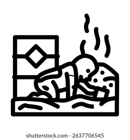 child playing near toxic waste dump chemical pollution line icon vector. child playing near toxic waste dump chemical pollution sign. isolated contour symbol black illustration