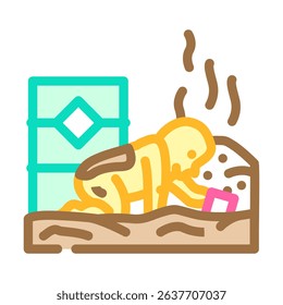 child playing near toxic waste dump chemical pollution color icon vector. child playing near toxic waste dump chemical pollution sign. isolated symbol illustration