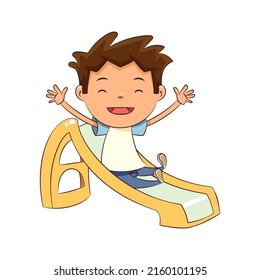 Child playing on the slide, vector illustration