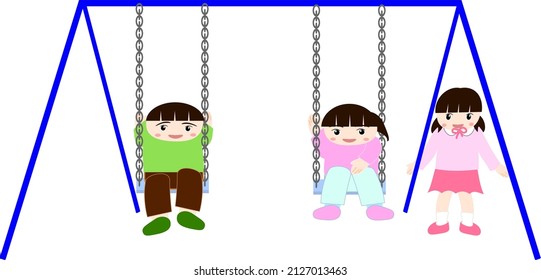 Child Playing On Swing Child Waiting Stock Vector (Royalty Free ...