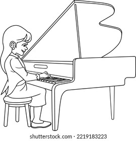 imagen vectorial de línea de piano aislada en fondo blanco