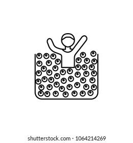child is playing in a room with balls icon. Element of baby and toys for mobile concept and web apps. Thin line  icon for website design and development, app development on white background