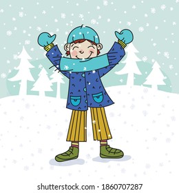 im Schnee spielendes Kind
