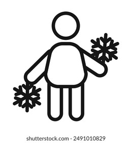 Child playing snow icon Black line art vector logo