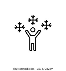Child playing snow icon black and white vector sign