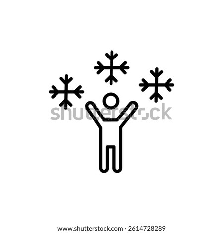 Child playing snow icon black and white vector sign