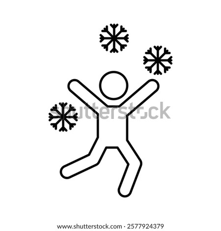 Child playing snow icon Flat illustration sign