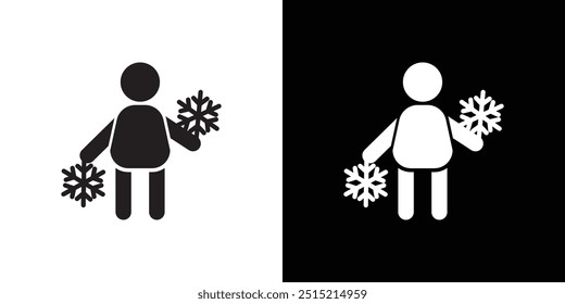 Child playing snow icon Thin line flat illustration