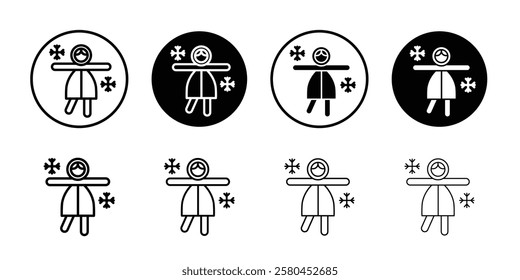 Child playing snow icon Vector logo outline