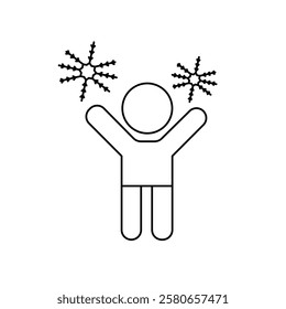 Child playing snow icon Vector logo set flat