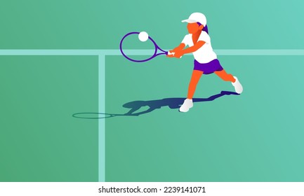 Niños jugando al tenis en la cancha. Niña pequeña con raqueta de tenis y pelota en el club deportivo