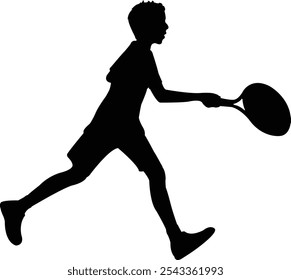 a child playing tennis, silhouette vector