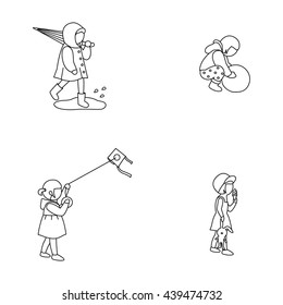 Child playing vector icons
