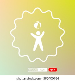 child plays ball, icon, vector