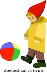 Ein Kind spielt mit einem Ball. Stock-Vektorgrafik.