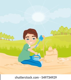 child plays with sand 
