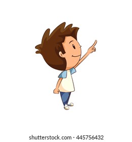 Child Pointing Up, Vector Illustration