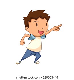 Child pointing, vector illustration