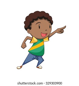 Child pointing, vector illustration, isolated