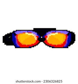 child pool goggles game pixel art retro vector. bit child pool goggles. old vintage illustration