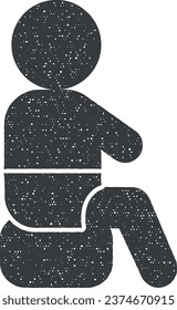 Child poops in the pot icon vector illustration in stamp style