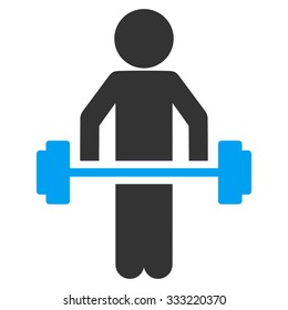 Child Power Lifting vector icon. Style is flat symbol, rounded angles, white background.
