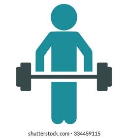 Child Power Lifting vector icon. Style is bicolor flat symbol, soft blue colors, rounded angles, white background.