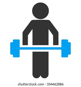Child Power Lifting vector icon. Style is bicolor flat symbol, blue and gray colors, rounded angles, white background.