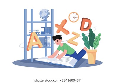 Un niño practica escribir cartas y números.