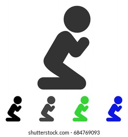 Child Pray flat vector pictogram. Colored child pray gray, black, blue, green pictogram variants. Flat icon style for web design.