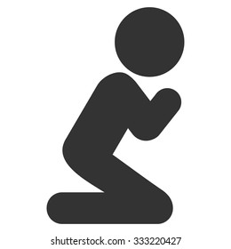 Child Pray vector icon. Style is flat symbol, rounded angles, white background.