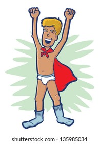 Child pretending to be a superhero