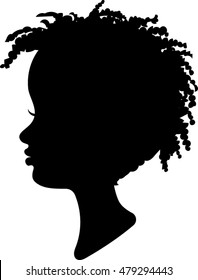 Child Profile Silhouette - African - Vector Illustration