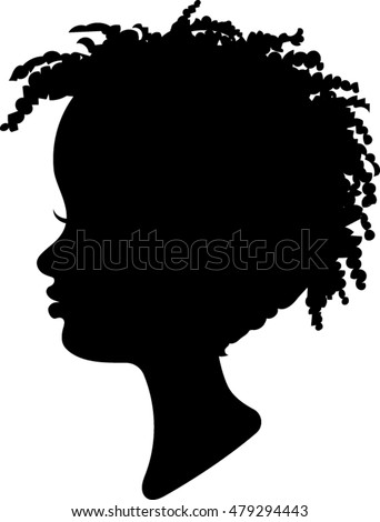 Child Profile Silhouette - African - Vector Illustration