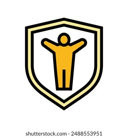 child proof product label caution color icon vector. child proof product label caution sign. isolated symbol illustration