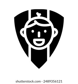 child proof product label caution glyph icon vector. child proof product label caution sign. isolated symbol illustration