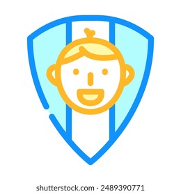 child proof product label caution color icon vector. child proof product label caution sign. isolated symbol illustration