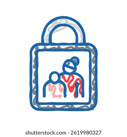child proof product label caution doodle icon sketch vector. child proof product label caution sign. isolated symbol illustration