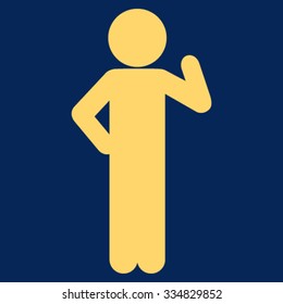 Child Proposal vector icon. Style is flat symbol, yellow color, rounded angles, blue background.