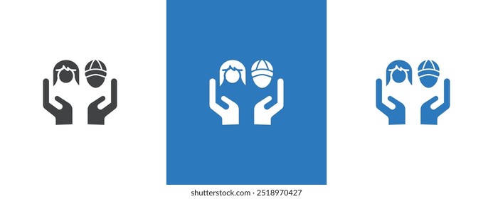 Icono de protección infantil Ilustración de línea delgada