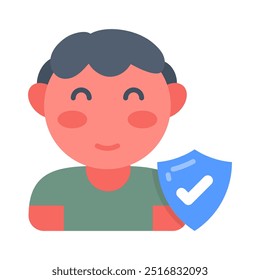 Iconos planos de la protección del niño, Ilustración vectorial