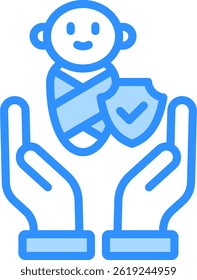 Child Protection Icon Blue Color Vector Illustration