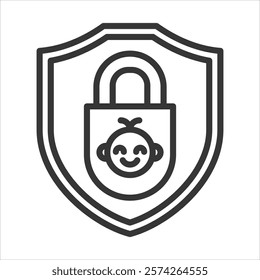 Child Protection Icon Vector Illustration Outline