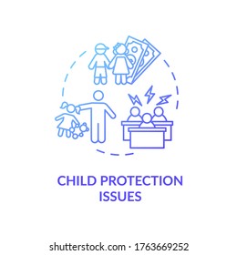 Child protection issues concept icon. Kids physical and emotional abuse prevention idea thin line illustration. Social worker. Vector isolated outline RGB color drawing