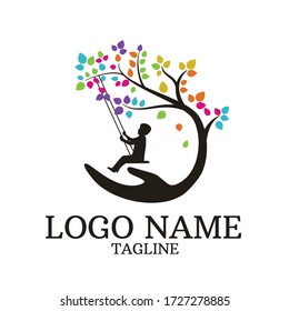 child protection logo, natural colored tree logo